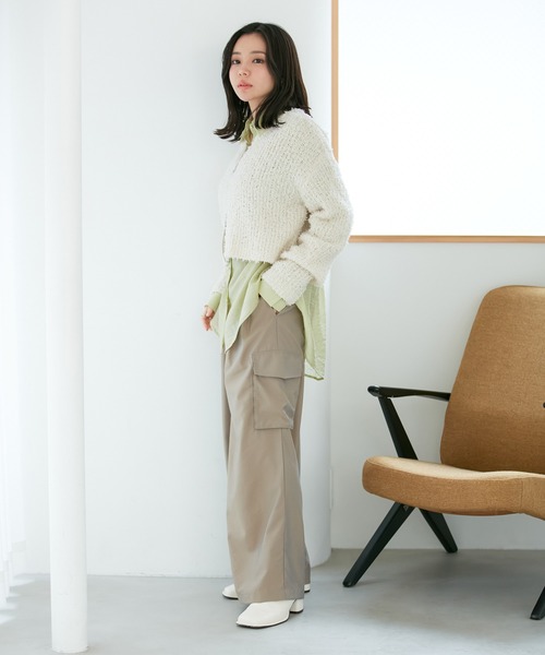 VIS（ビス）の「リボンヤーンジップカーディガン（カーディガン/ボレロ・レディース・ライトグレー/ホワイト系その他5/ピンク系その他2・FREE）」の11枚目の写真