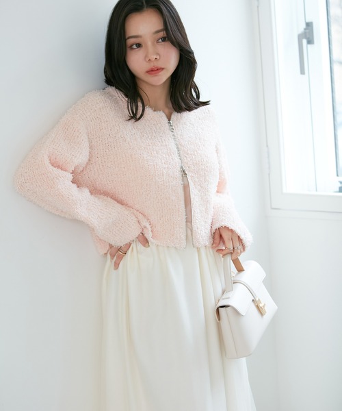 VIS（ビス）の「リボンヤーンジップカーディガン（カーディガン/ボレロ・レディース・ライトグレー/ホワイト系その他5/ピンク系その他2・FREE）」の13枚目の写真