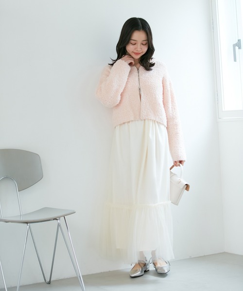 VIS（ビス）の「リボンヤーンジップカーディガン（カーディガン/ボレロ・レディース・ライトグレー/ホワイト系その他5/ピンク系その他2・FREE）」の15枚目の写真