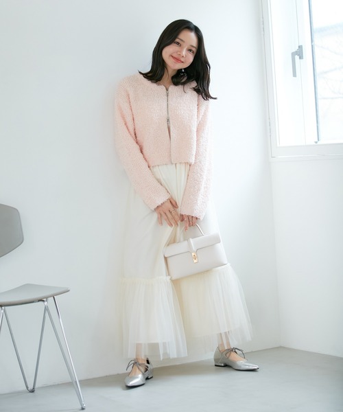 VIS（ビス）の「リボンヤーンジップカーディガン（カーディガン/ボレロ・レディース・ライトグレー/ホワイト系その他5/ピンク系その他2・FREE）」の16枚目の写真