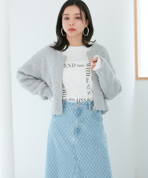 VIS（ビス）の「リボンヤーンジップカーディガン（カーディガン/ボレロ・レディース・ライトグレー/ホワイト系その他5/ピンク系その他2・FREE）」の17枚目の写真