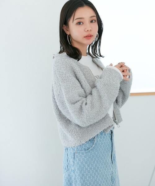 VIS（ビス）の「リボンヤーンジップカーディガン（カーディガン/ボレロ・レディース・ライトグレー/ホワイト系その他5/ピンク系その他2・FREE）」の18枚目の写真