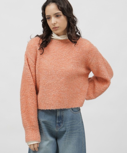 LAKOLE（ラコレ）の「3ゲージラメブークレプルオーバー / 995789（ニット/セーター・レディース・オレンジ/ライトブルー/グレー・MEDIUM/SMALL）」の3枚目の写真