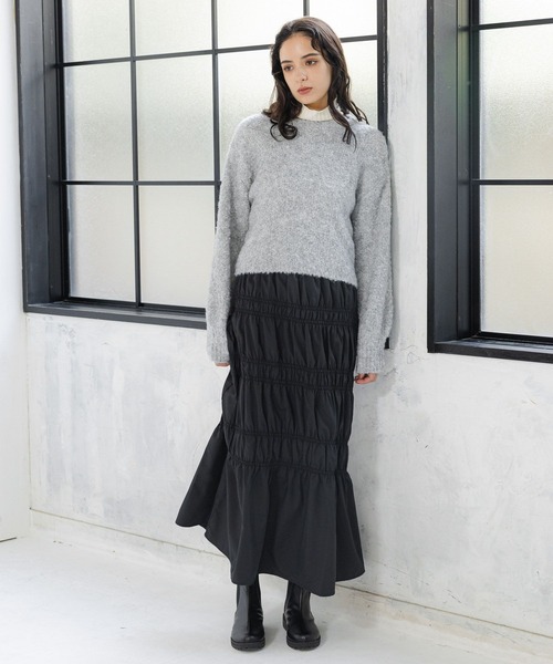 LAKOLE（ラコレ）の「3ゲージラメブークレプルオーバー / 995789（ニット/セーター・レディース・オレンジ/ライトブルー/グレー・MEDIUM/SMALL）」の4枚目の写真