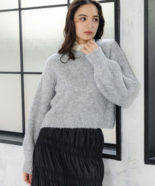 LAKOLE（ラコレ）の「3ゲージラメブークレプルオーバー / 995789（ニット/セーター・レディース・オレンジ/ライトブルー/グレー・MEDIUM/SMALL）」の6枚目の写真