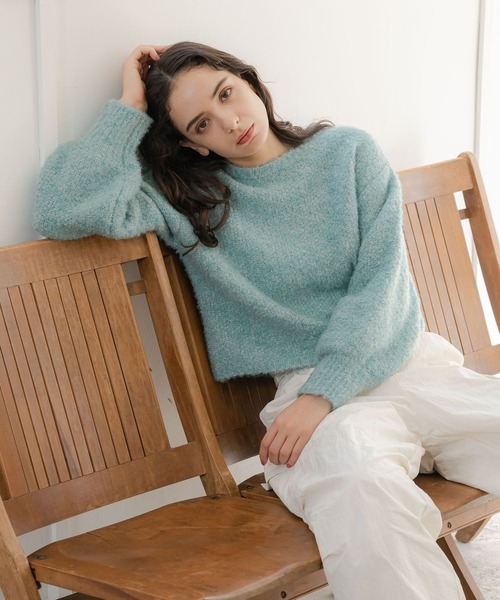 LAKOLE（ラコレ）の「3ゲージラメブークレプルオーバー / 995789（ニット/セーター・レディース・オレンジ/ライトブルー/グレー・MEDIUM/SMALL）」の11枚目の写真