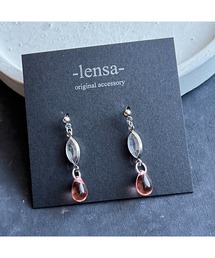 【-lensa-】シルバー×ピンクのシンプルピアス(MA)