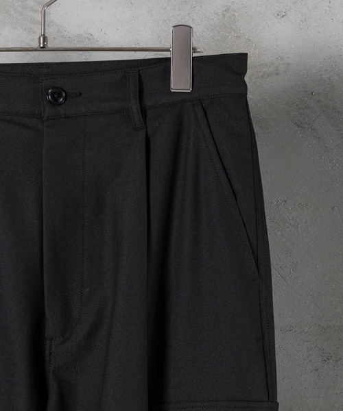T/R wide slacks タグ付き 2Tuck Wide Slacks-black-