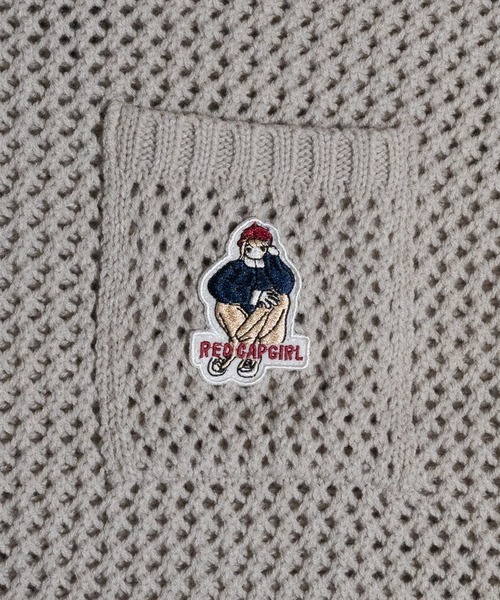 Red Cap Girl（レッドキャプガール）の「【a-r】〔RedCapGirl/レッドキャップガール〕ワンポイントワッペン オーバーサイズ クルーネックメッシュニット（ニット/セーター・メンズ・ブルー/ベージュ/ブラック・MEDIUM/LARGE）」の21枚目の写真