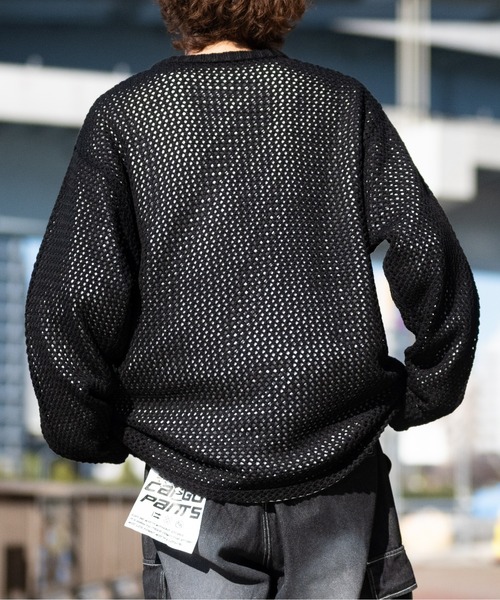 Red Cap Girl（レッドキャプガール）の「【a-r】〔RedCapGirl/レッドキャップガール〕ワンポイントワッペン オーバーサイズ クルーネックメッシュニット（ニット/セーター・メンズ・ブルー/ベージュ/ブラック・MEDIUM/LARGE）」の16枚目の写真