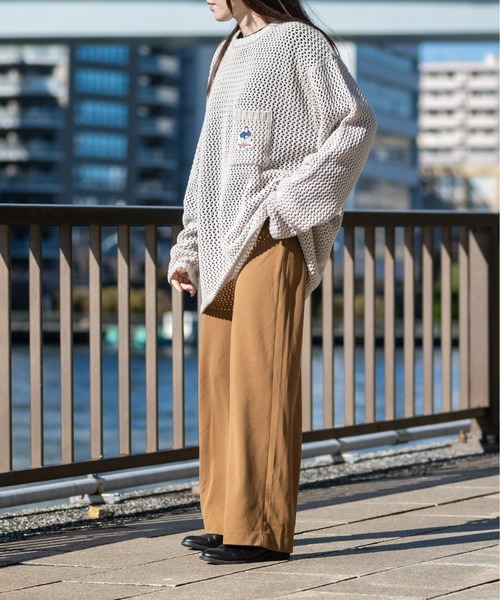 Red Cap Girl（レッドキャプガール）の「【a-r】〔RedCapGirl/レッドキャップガール〕ワンポイントワッペン オーバーサイズ クルーネックメッシュニット（ニット/セーター・メンズ・ブルー/ベージュ/ブラック・MEDIUM/LARGE）」の7枚目の写真