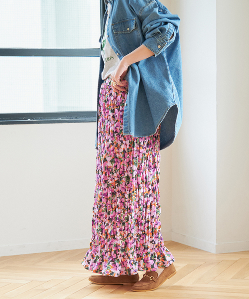 Gleamy/グリーミー】フラワープリントスカート2（スカート）｜B.C