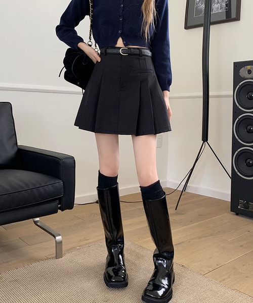 セール】ベルト付き BOXプリーツミニスカート（スカート）｜meJane  