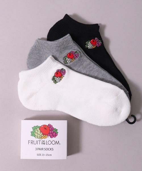 FRUIT OF THE LOOM（フルーツオブザルーム）の「(GA)【FRUIT OF THE LOOM】【3足セット】ブランドロゴマーク アンクルソックス（ソックス/靴下・メンズ・その他・23-25cm/25-27CM）」の2枚目の写真