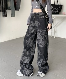 【バーレスク】チャイナドラゴンデニムパンツ(BQ)