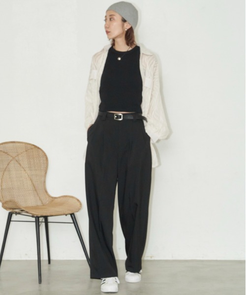 Auntie Rosa Holiday（アンティローザホリデー）の「ツータックワイドスラックス / サイズ展開あり（スラックス・レディース・ベージュ/ブラック/グレー/イエロー・LARGE/SMALL/MEDIUM）」の19枚目の写真