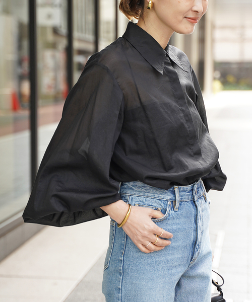 Deuxieme Classe cotton voile ギャザーブラウス セール】cotton voile ギャザー ブラウス（シャツ/ブラウス
