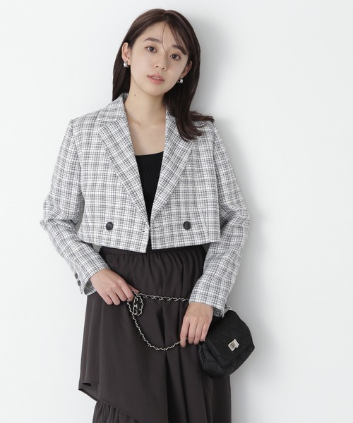 NATURAL BEAUTY BASIC(ナチュラルビューティーベーシック)の「◇【美人百花掲載】ツイード SETUP ショートジャケット(テーラードジャケット・レディース・ブラック系その他/グレー系その他・MEDIUM/SMALL)」の1枚目の写真