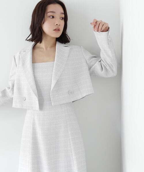 NATURAL BEAUTY BASIC(ナチュラルビューティーベーシック)の「◇【美人百花掲載】ツイード SETUP ショートジャケット(テーラードジャケット・レディース・ブラック系その他/グレー系その他・MEDIUM/SMALL)」の2枚目の写真