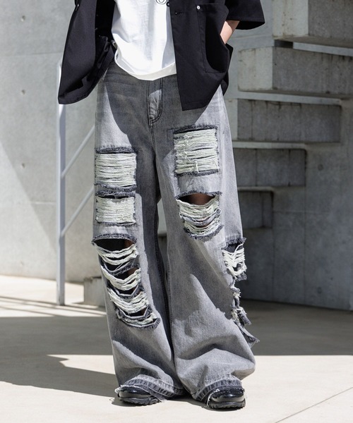 Anui(アニュイ)の「【UNISEX/3サイズ展開】モンスターダメージデニム(デニムパンツ・レディース・ブラック/ブルー/レインボー・SMALL/MEDIUM/LARGE)」の2枚目の写真