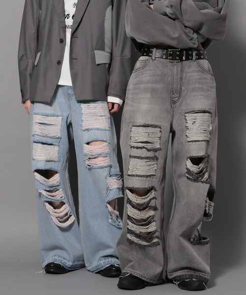 Anui(アニュイ)の「【UNISEX/3サイズ展開】モンスターダメージデニム(デニムパンツ・レディース・ブラック/ブルー/レインボー・SMALL/MEDIUM/LARGE)」の8枚目の写真