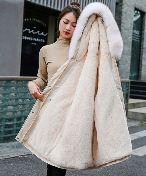 Miniministore(ミニミニストア)の「フード付き ジャケット 裏ボアレディース(その他アウター・レディース・ベージュ/ミント/ブラック/アイボリー/ライトブラウン・FREE)」の2枚目の写真