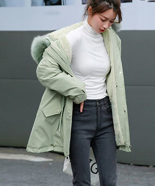 Miniministore(ミニミニストア)の「フード付き ジャケット 裏ボアレディース(その他アウター・レディース・ベージュ/ミント/ブラック/アイボリー/ライトブラウン・FREE)」の5枚目の写真