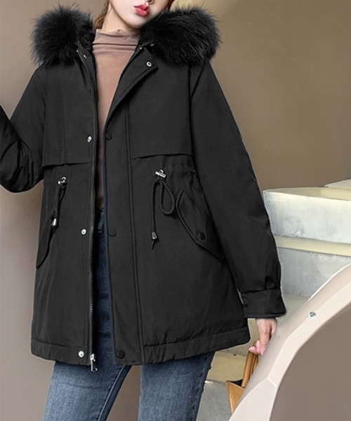 フード付き ジャケット 裏ボアレディース