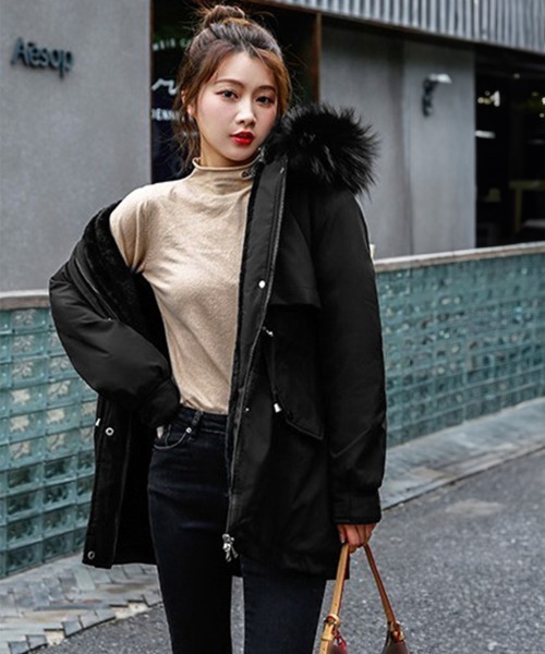 Miniministore(ミニミニストア)の「フード付き ジャケット 裏ボアレディース(その他アウター・レディース・ベージュ/ミント/ブラック/アイボリー/ライトブラウン・FREE)」の7枚目の写真