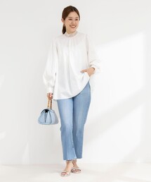 【新品】ノーリーズ シアー バックリボン ボリューム袖 ブラウス パール釦 白 再値下】【新品】ノーリーズ バックリボン ボリューム袖