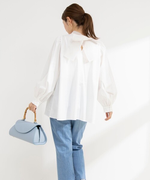 365t*美品 セシリーバンセン コットン バックリボン シアー ブラウス