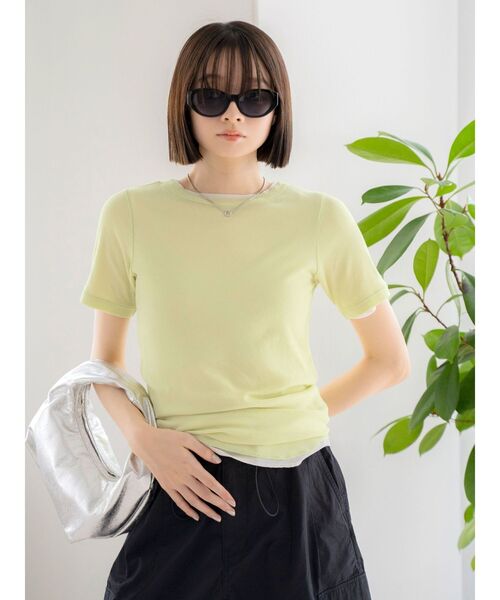 Ungrid（アングリッド）の「シアーフィットTee（Tシャツ/カットソー・レディース・ブルー/グリーン/オレンジ/オフホワイト・FREE）」の3枚目の写真