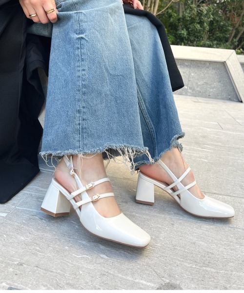【REZOY】Wベルトバックストラップスクエアトゥパンプス（パンプス）｜R&E（アールアンドイー）
