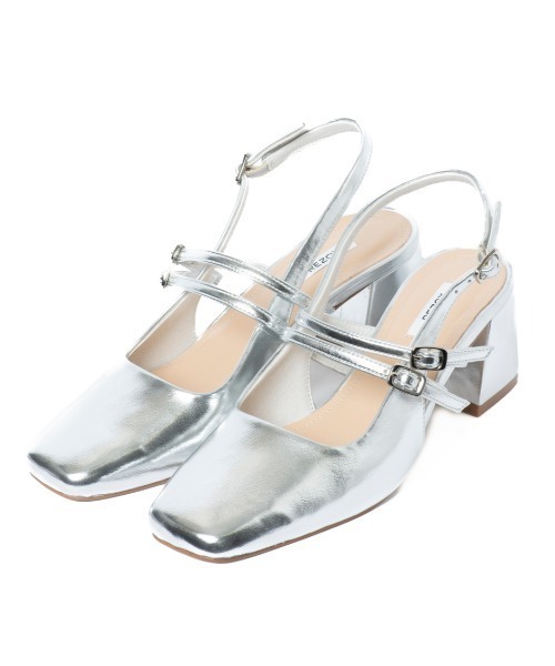 R&E（アールアンドイー）の「【REZOY】Wベルトバックストラップスクエアトゥパンプス（パンプス・レディース・アイボリー/ブラック/シルバー/Black/シルバー系・22.5cm/23cm/23.5cm/24cm/24.5cm/22cm）」の12枚目の写真