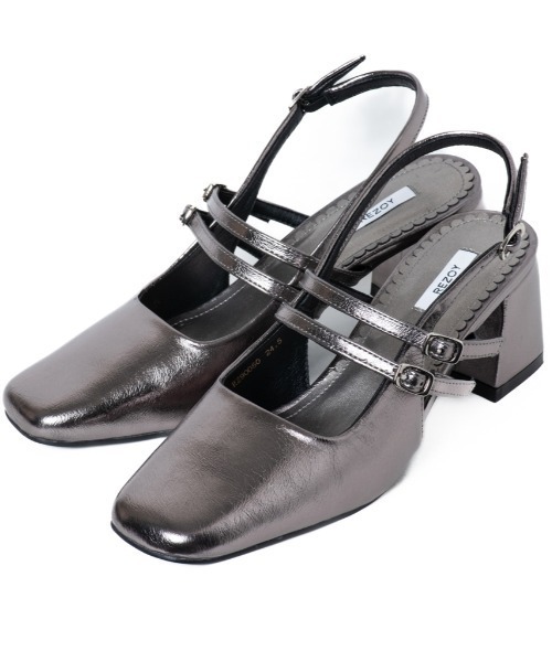 R&E（アールアンドイー）の「【REZOY】Wベルトバックストラップスクエアトゥパンプス（パンプス・レディース・アイボリー/ブラック/シルバー/Black/シルバー系・22.5cm/23cm/23.5cm/24cm/24.5cm/22cm）」の14枚目の写真