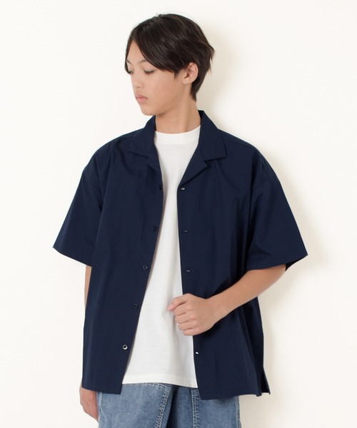 GLAZOS（グラソス）の「【大人向けサイズあり】【セットアップ対応】タイプライター・開襟シャツ（シャツ/ブラウス・キッズ・ベージュ/ネイビー/カーキ/マルチ・140cm/150cm/160cm/170cm）」の3枚目の写真