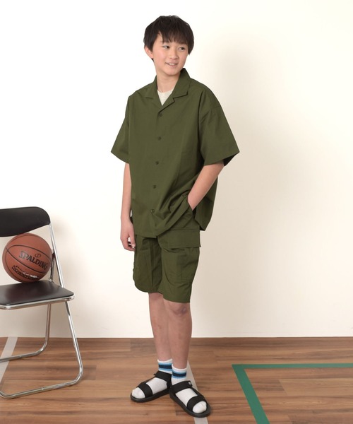 GLAZOS（グラソス）の「【大人向けサイズあり】【セットアップ対応】タイプライター・開襟シャツ（シャツ/ブラウス・キッズ・ベージュ/ネイビー/カーキ/マルチ・140cm/150cm/160cm/170cm）」の5枚目の写真