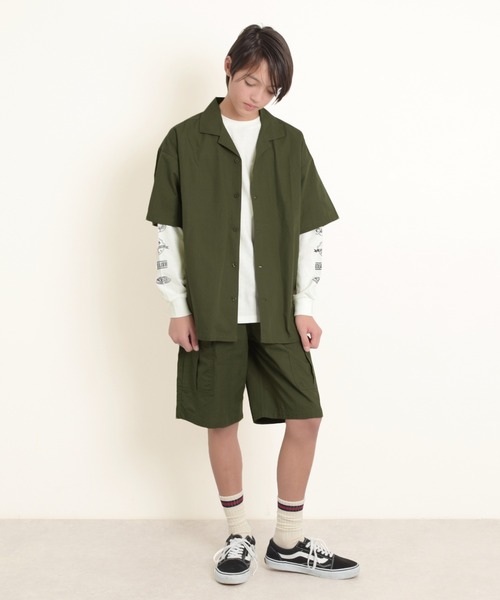 GLAZOS（グラソス）の「【大人向けサイズあり】【セットアップ対応】タイプライター・開襟シャツ（シャツ/ブラウス・キッズ・ベージュ/ネイビー/カーキ/マルチ・140cm/150cm/160cm/170cm）」の21枚目の写真