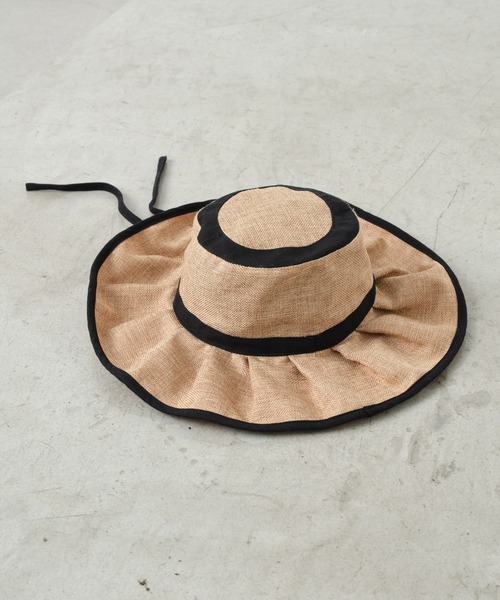 CIAOPANIC TYPY（チャオパニックティピー）の「ジュートフリルハット（ハット・レディース・ブラック/オフホワイト/ベージュ・ONE SIZE）」の5枚目の写真