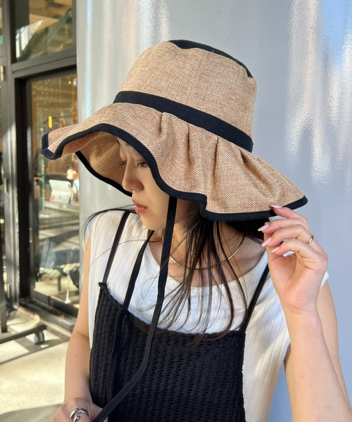 CIAOPANIC TYPY（チャオパニックティピー）の「ジュートフリルハット（ハット・レディース・ブラック/オフホワイト/ベージュ・ONE SIZE）」の7枚目の写真