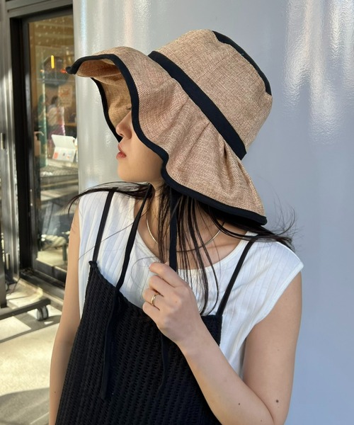 CIAOPANIC TYPY（チャオパニックティピー）の「ジュートフリルハット（ハット・レディース・ブラック/オフホワイト/ベージュ・ONE SIZE）」の6枚目の写真