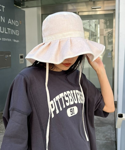 CIAOPANIC TYPY（チャオパニックティピー）の「ジュートフリルハット（ハット・レディース・ブラック/オフホワイト/ベージュ・ONE SIZE）」の10枚目の写真