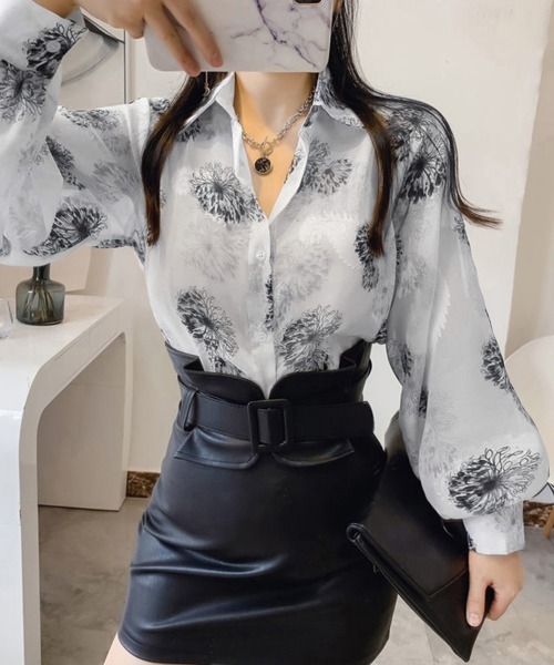 Miniministore（ミニミニストア）の「シャツブラウス 花柄 シアーブラウス長袖（シャツ/ブラウス・レディース・F/C/D/E/A/B・FREE）」の21枚目の写真
