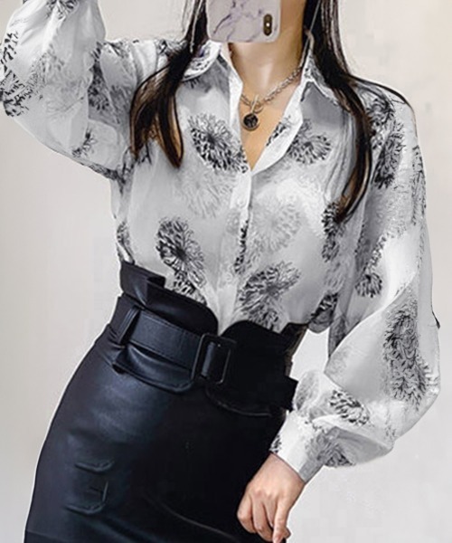 Miniministore（ミニミニストア）の「シャツブラウス 花柄 シアーブラウス長袖（シャツ/ブラウス・レディース・F/C/D/E/A/B・FREE）」の22枚目の写真