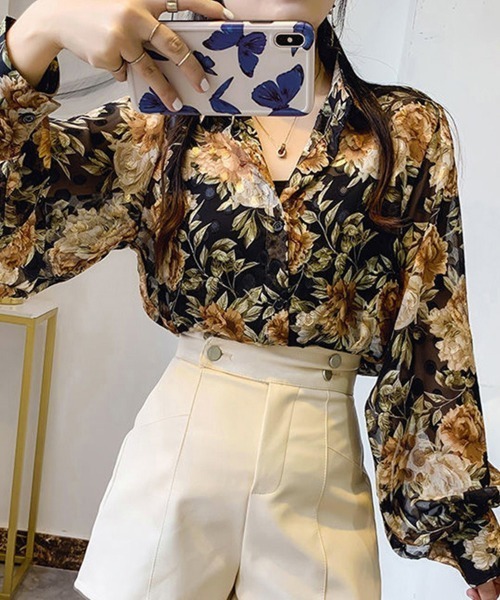 Miniministore（ミニミニストア）の「シャツブラウス 花柄 シアーブラウス長袖（シャツ/ブラウス・レディース・F/C/D/E/A/B・FREE）」の12枚目の写真