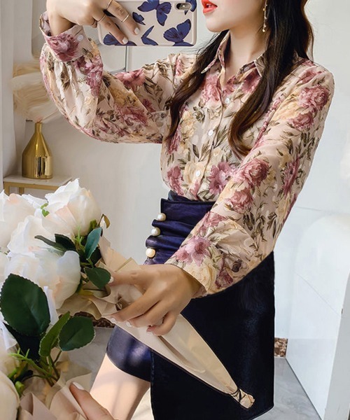 Miniministore（ミニミニストア）の「シャツブラウス 花柄 シアーブラウス長袖（シャツ/ブラウス・レディース・F/C/D/E/A/B・FREE）」の14枚目の写真