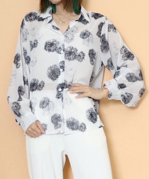 Miniministore（ミニミニストア）の「シャツブラウス 花柄 シアーブラウス長袖（シャツ/ブラウス・レディース・F/C/D/E/A/B・FREE）」の15枚目の写真