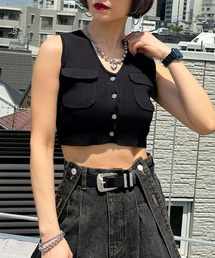 PAGEBOY | Vネックショートノースリーブニット(ニット/セーター)