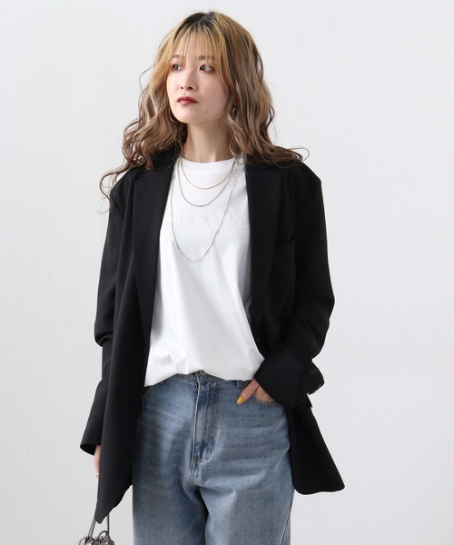 EGLANTINE(エグランティーヌ)の「Eglantine 刺繍ロゴカットソー(Tシャツ/カットソー・レディース・オフホワイト/エメラルド/ブラック・40)」の4枚目の写真