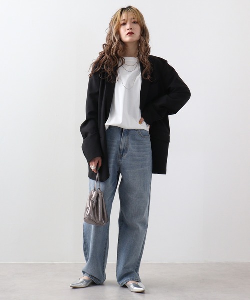 EGLANTINE(エグランティーヌ)の「Eglantine 刺繍ロゴカットソー(Tシャツ/カットソー・レディース・オフホワイト/エメラルド/ブラック・40)」の5枚目の写真